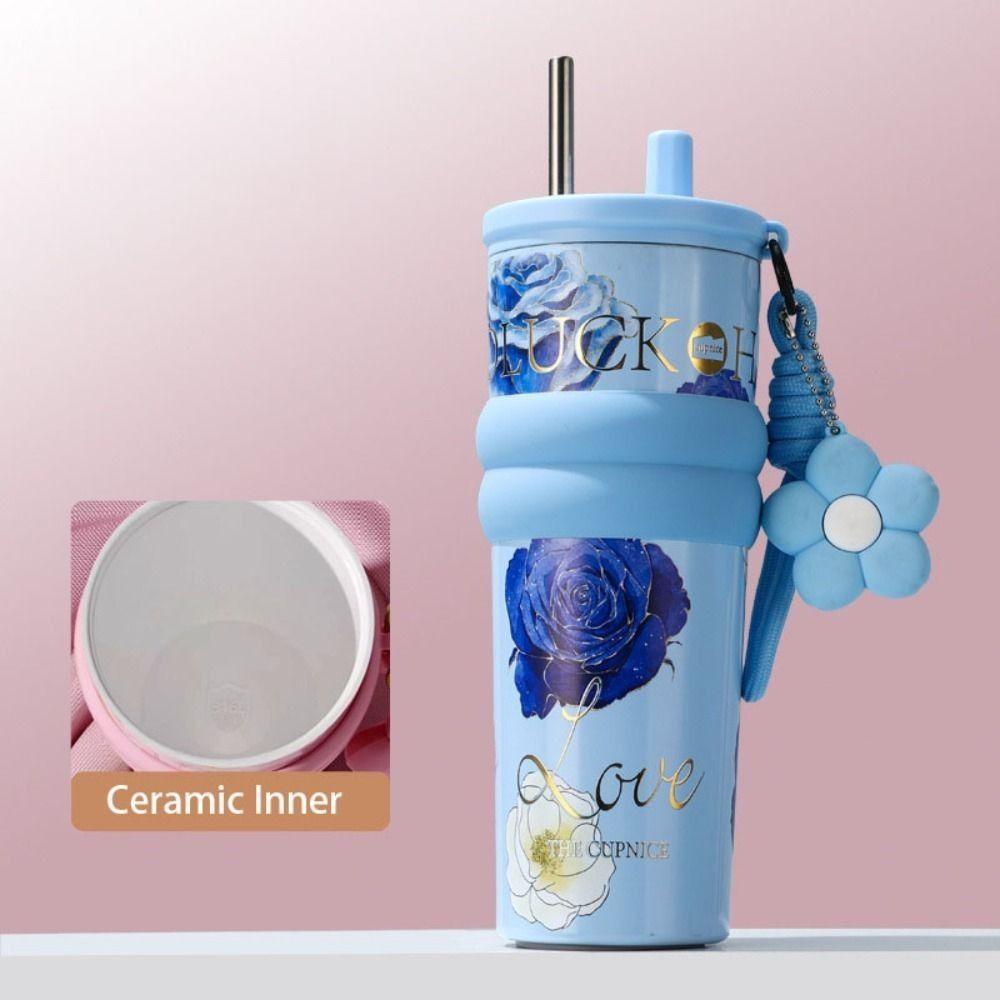 710ML Vacuum Cup Insulation Or Cooling High-Capacity Insulated Cup With Lifting Rope Stainless Steel Thermal Water Bottle