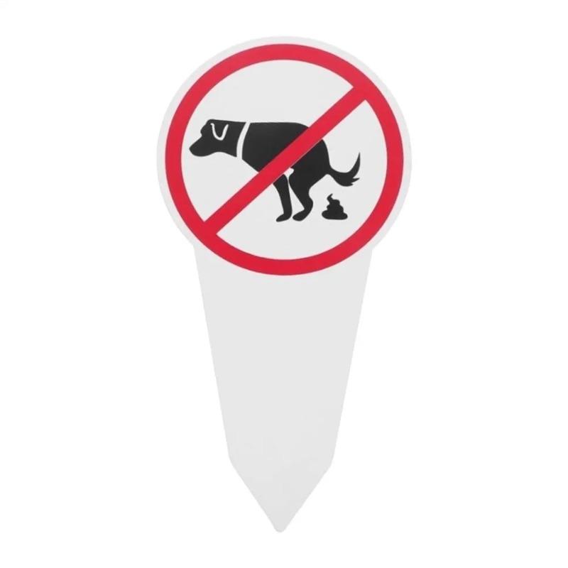 1Pcs No Dog Poop Sign Painted Weatherproof Stop Staking Chevron Board No Pooping Flowers and Grass Warning Home