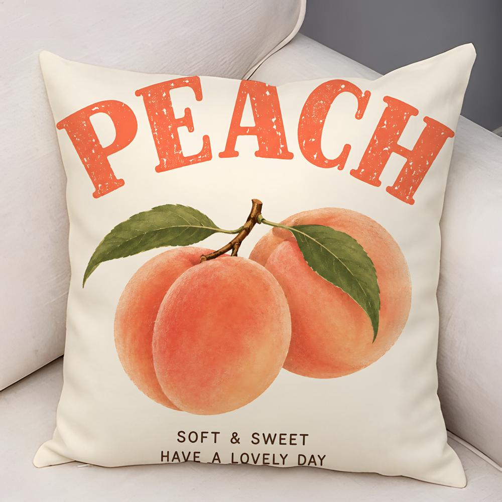 Fashion Cherry Lemon Peach Cushion Cover Natural Linen Organic Fabric DoubleSided Printing Breathable For Decor