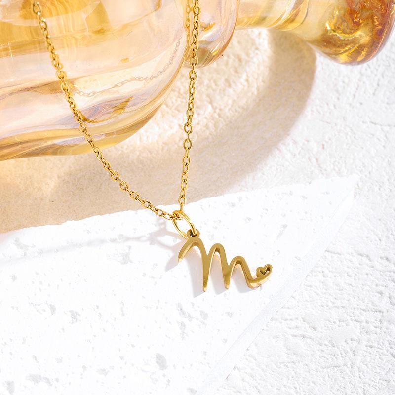 Elegant Titanium Steel Letter Necklace for Women - 2026 Clavicle Chain English Letter Pendant Jewelry