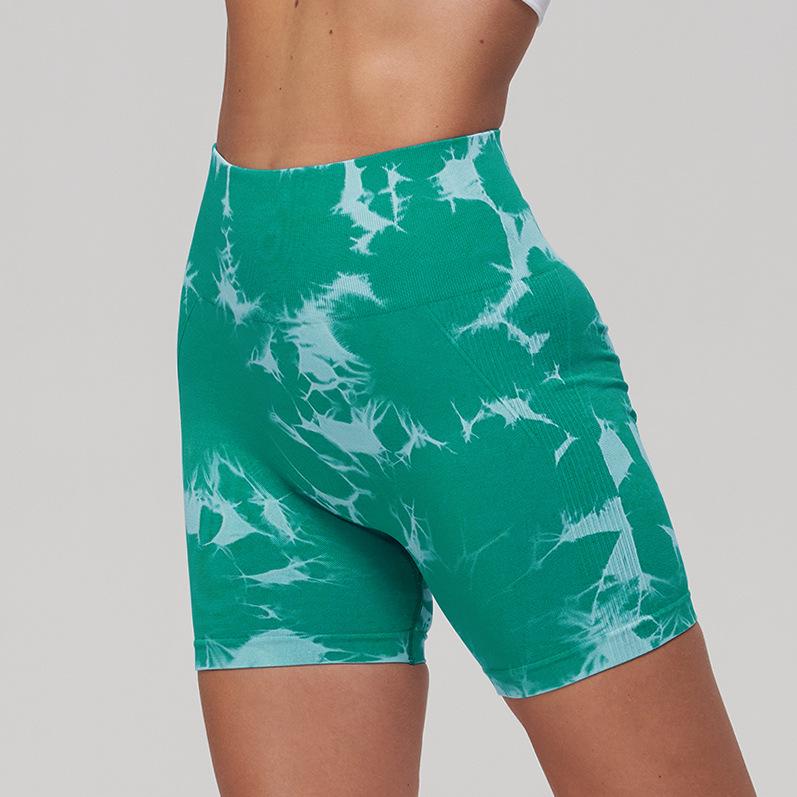 High Waist Tie-Dye Yoga Shorts for Women - Tummy Control & Butt Lift, Sports Fitness Style