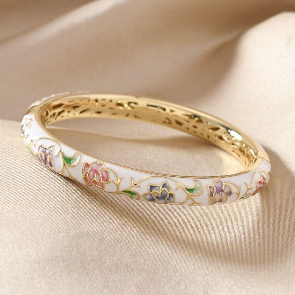 Tradiční Vintage Cloisonné Náramek Smaltovaný Dámský Náramek na Ruku Šperky Dárky