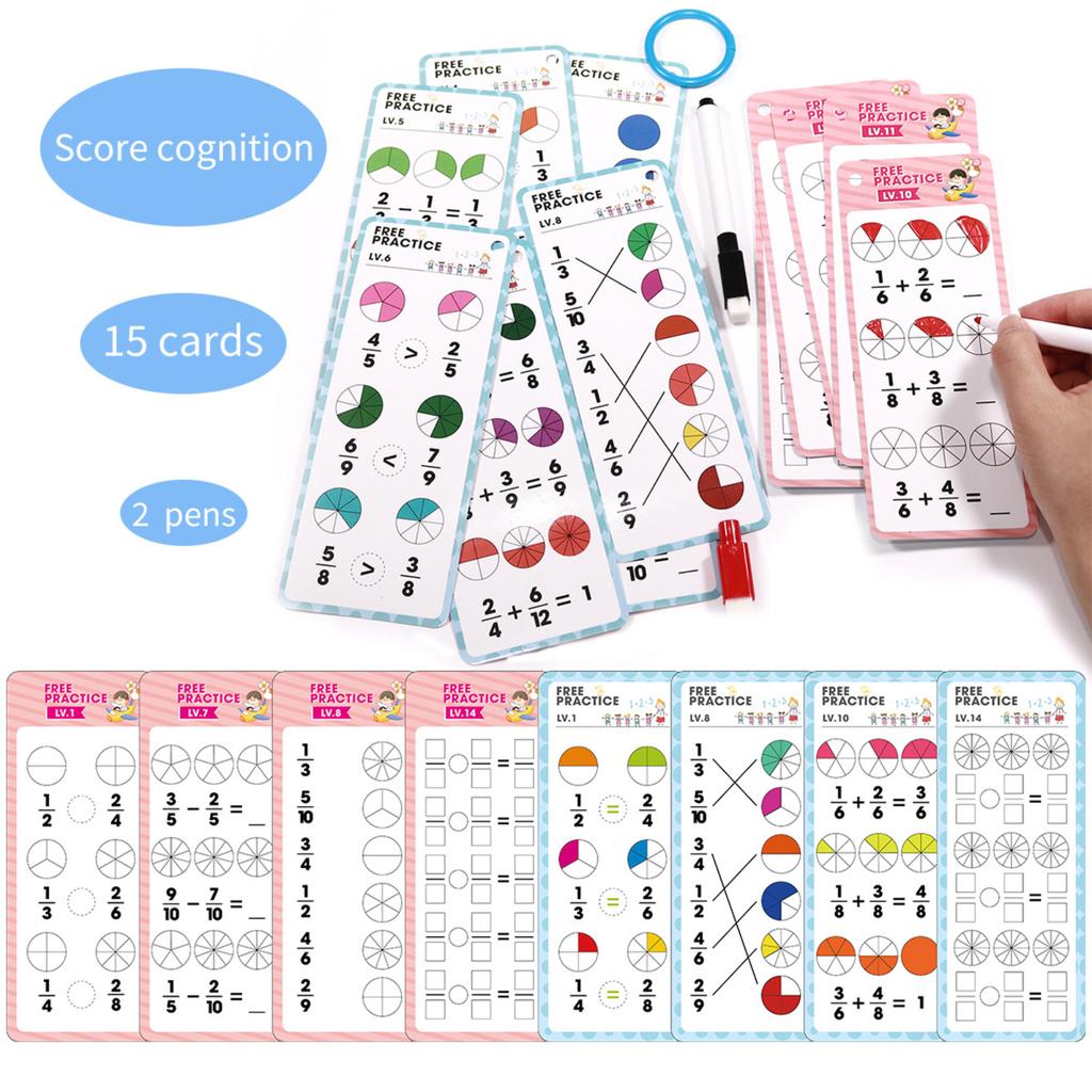 15PC Erasable Flashcards For Learning Basic Arithmetic Operations Suitable For Children, School Training, And Early Education 20ml