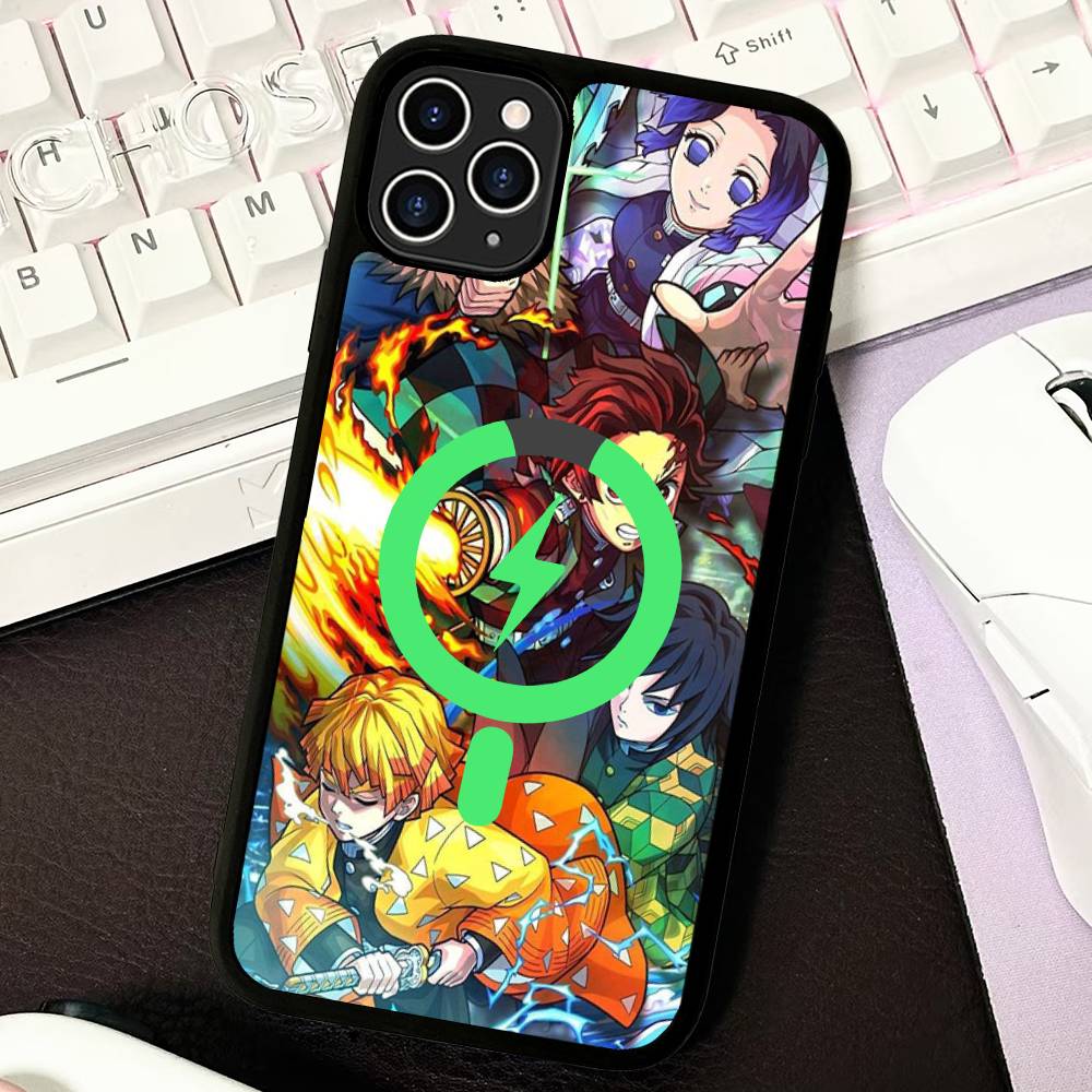 Demon Slayer Cartoon Phone Case Magnetic Case For IPhone 16 14 13 12 11 15 Pro Max Plus For Magsafe Wireless Charge Cover