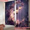 Set Of 2 Flat Printing Happy Valentine Day Curtain Crescent Wreath Color Light Digital Printed Polyester Drapes Curtains Made