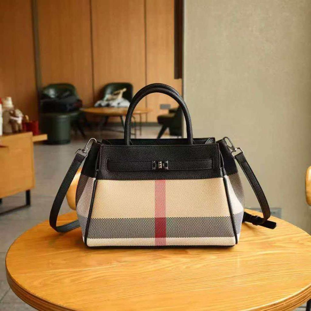 "2023 Women's Genuine Leather Plaid Shell Handbag - Versatile, Large Capacity, Shoulder & Messenger Bag"