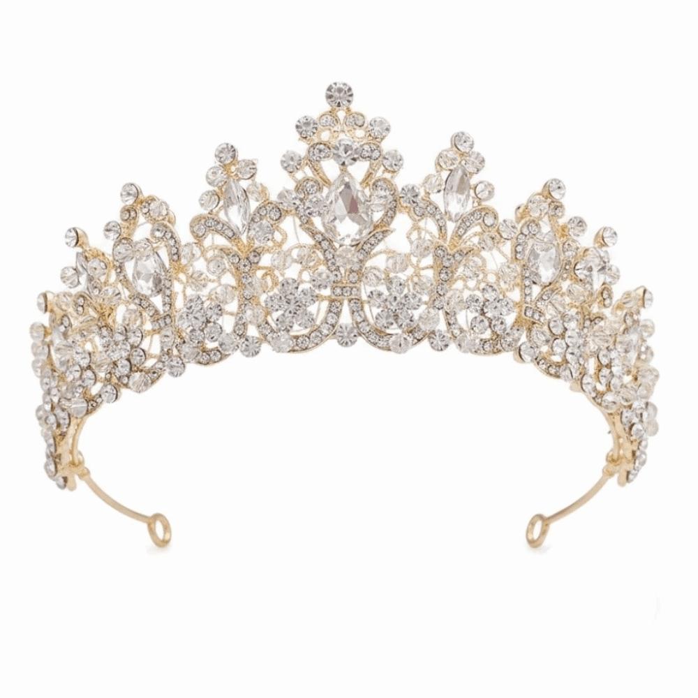 

Exquisite Crystal Crown Handmade Baroque Headpiece Princess Diadem Bridal Tiara Wedding золотистый