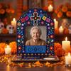 Wooden Halloween Photo Frame Skull Marigold Pattern Desktop Photo Display Rack  Haunted House