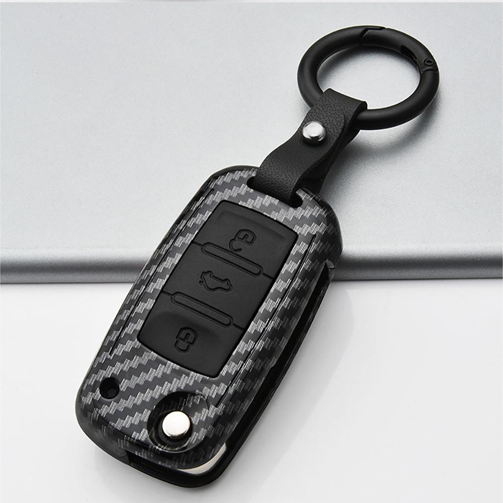 Carbon Fiber Abs Car Key Cover Case For Volkswagen Vw Polo Tiguan Passat B5 B6B7 Golf Eos Scirocco Jetta Mk6 Octavia Accessories