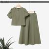 Women Short Sleeve Blouse and Long Skirts Casual Two Piece Sets