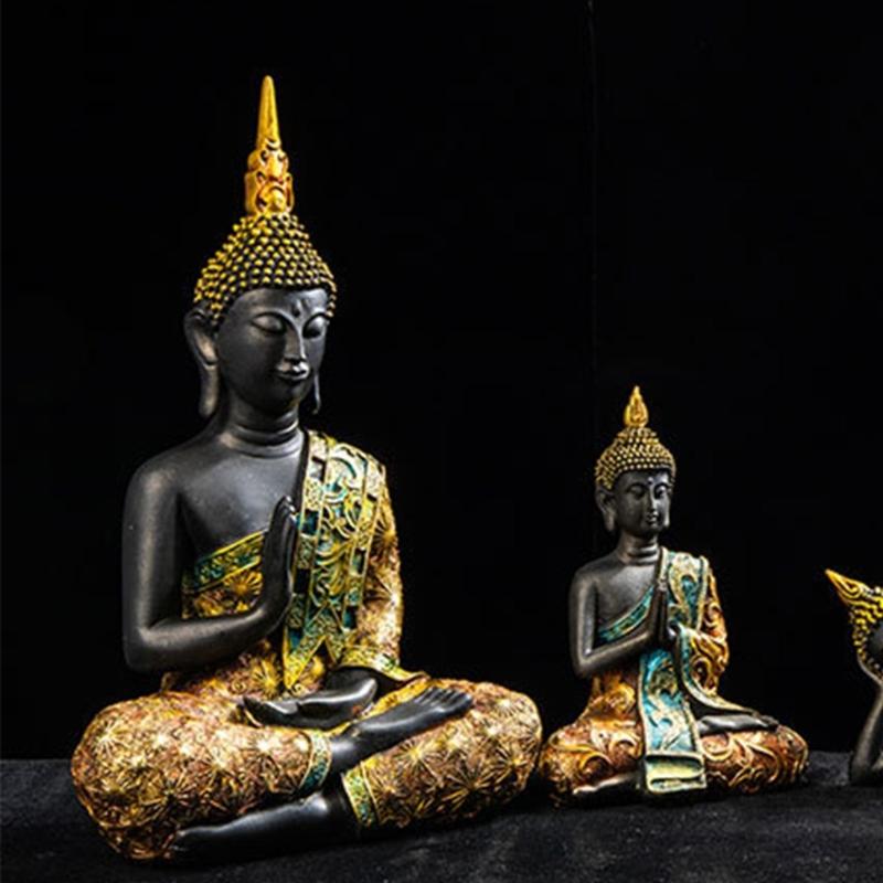 Thai Buddhist Sculpture Resin Craftsmanships Fengshui Decoration Piece Buddhas Statue For Indoor Spiritual Ambiances