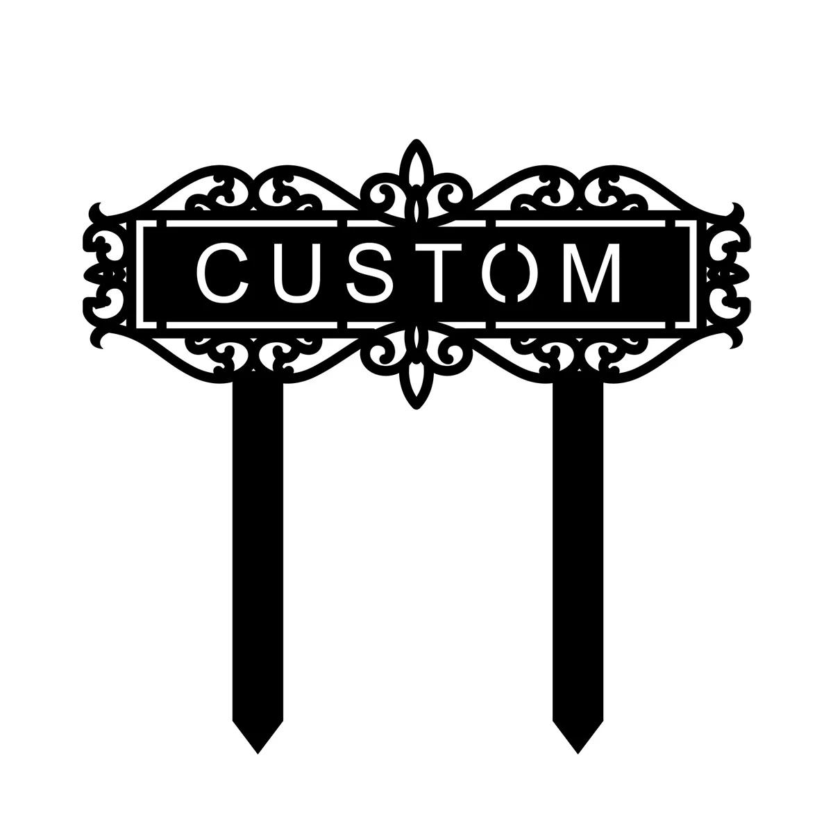 Metal Garden Sign Stake, Flower Yard Decor, Personalized Name Stake, Outdoor Garden Ornament чёрный