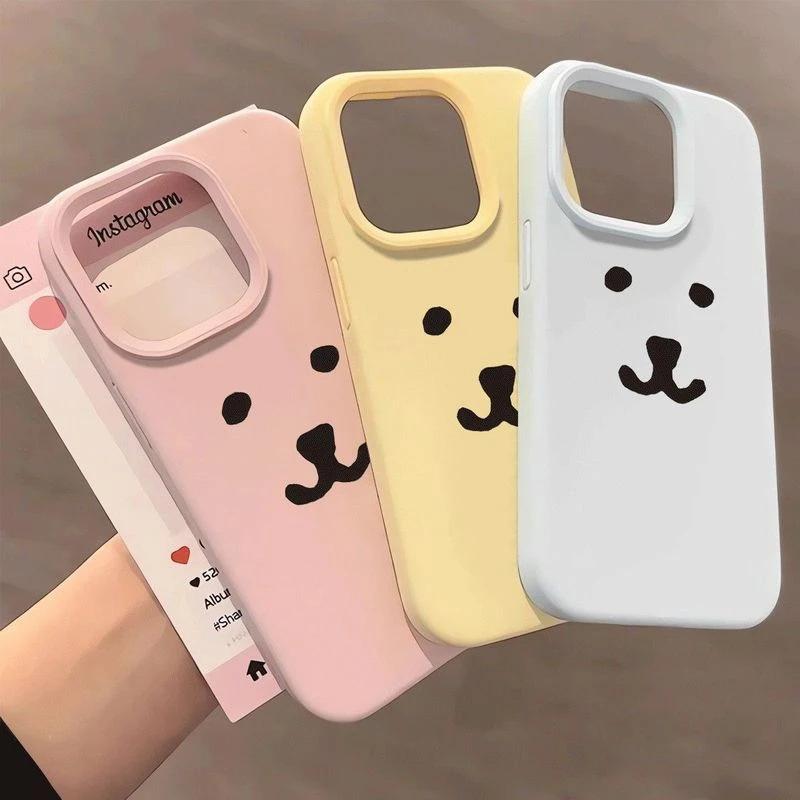 Simple self-deprecating bear applies to Apple iPhone16/17Pro mobile phone case 15 glutinous rice 13 liquid 12 cute 14 soft