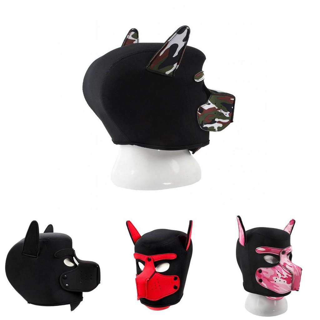 Gelişmiş Rol Oyunu Deneyimleri İçin Yeni Yetişkin Fetiş Köpek Başlı Maske Kostümü Siyah ve Renkli Varyantlarda