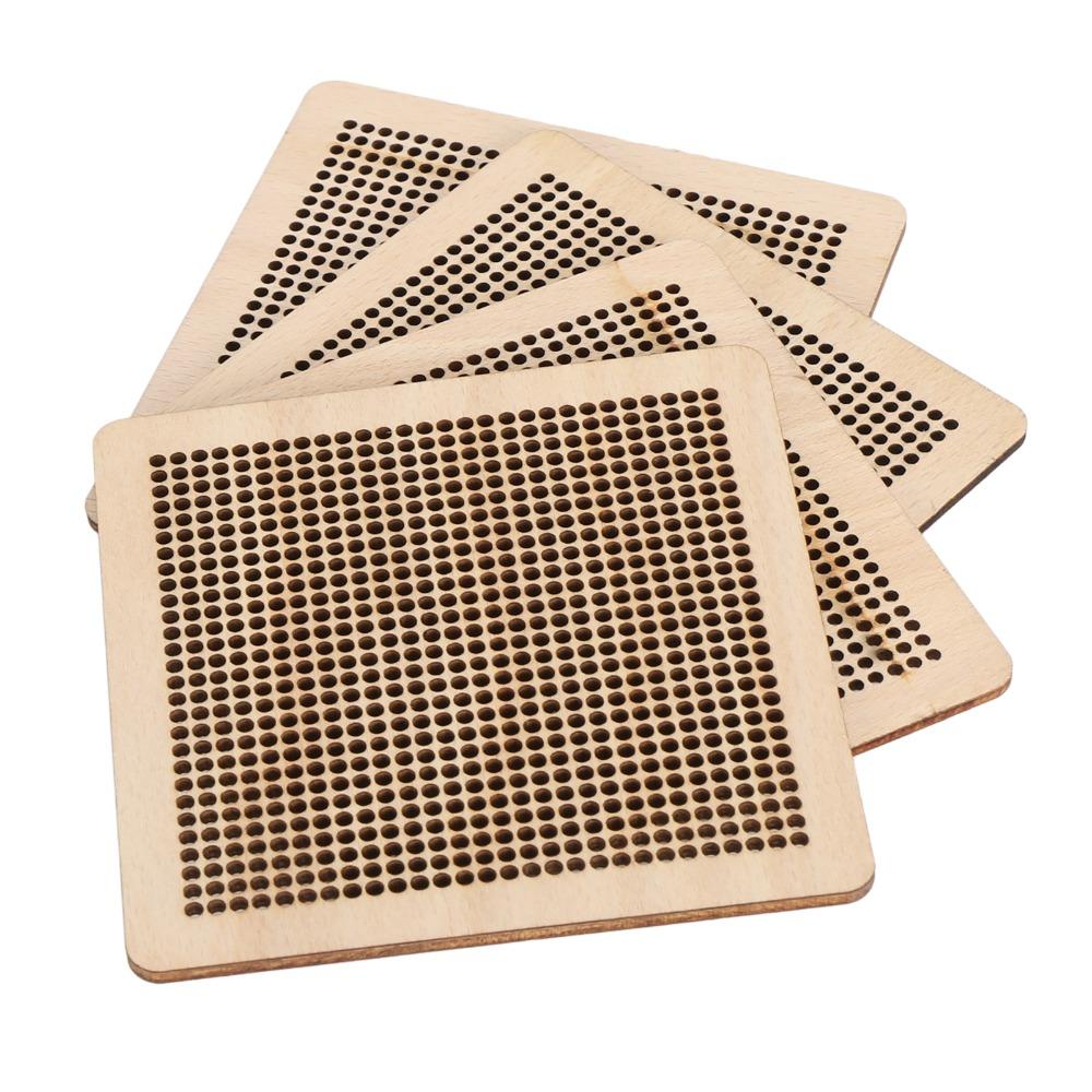 4pcs Hollow Design Needlepoint Board Set Wooden Embroidery Stitch Board For Crafters