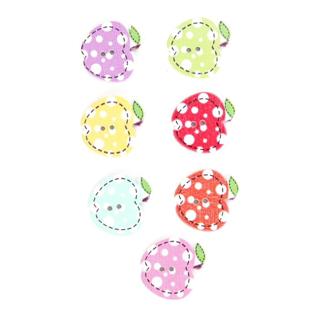 100PCS Sewing Projects Apple Shape Buttons Two Holes Decorative Buttons  For DIY Clothing