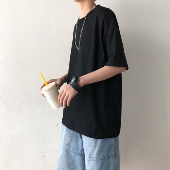 Top Casual Unisex de Vară Culoare Solidă Gât Rotund Mânecă Scurtă Mărimi Mari Cămașă de Bază