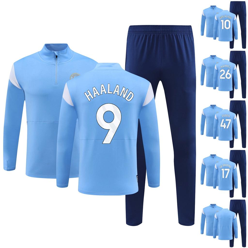 2324 Manchester City Langarmtrikots Sportmannschaft Trainingsuniform Set Langarm Fußballtrikot Set