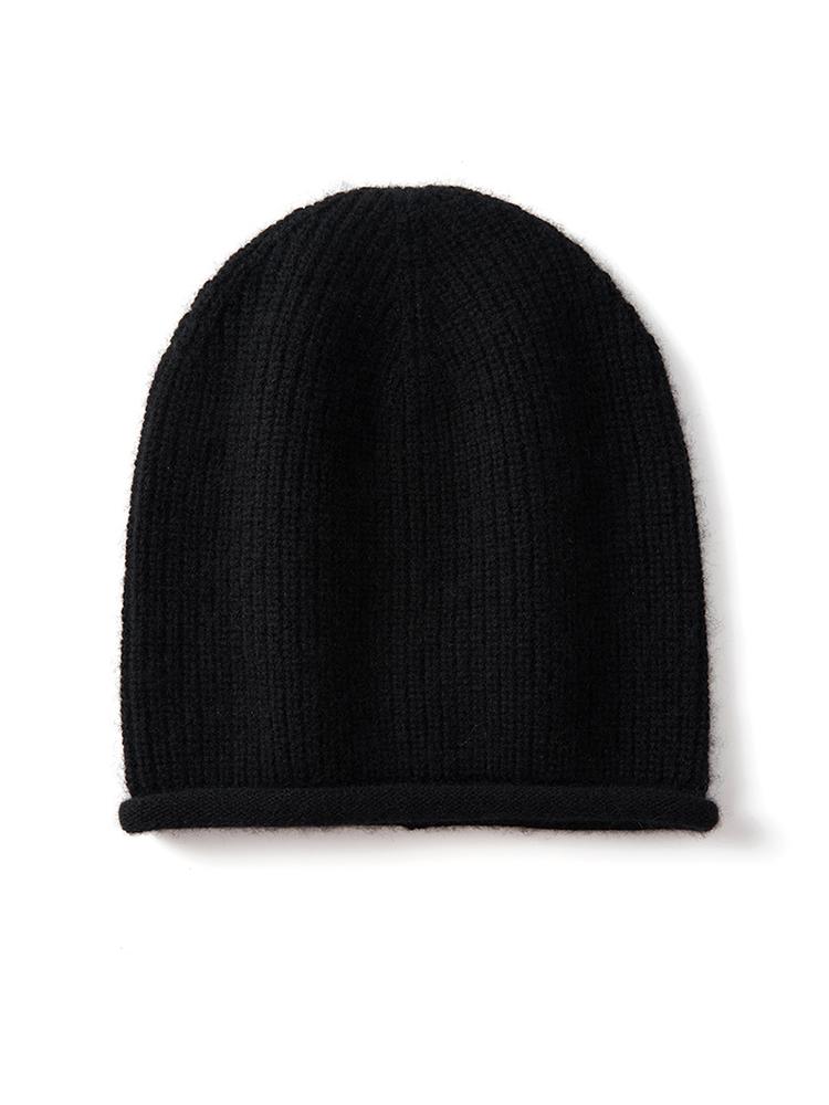 Thick Rolled Hem Women Cashmere Knitted Caps Moss Stitch Beanies Fashion Winter Hat Soft Hat Wool Blend Warm Hair Bonnet