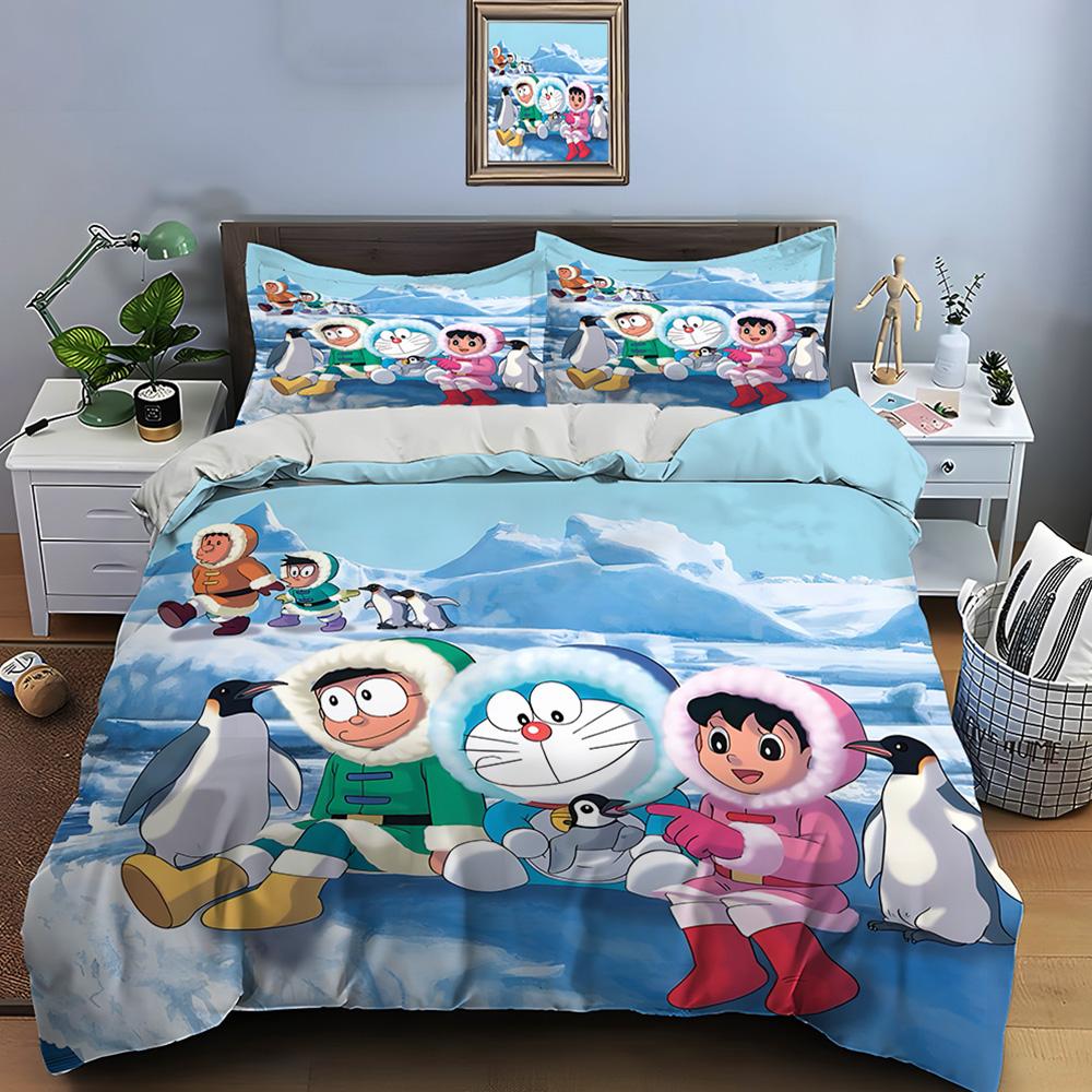 3Pc Multiple Styles D-Doraemon Cartoon Printed Bedding Set 1 Duvet Cover,2 Pillowcases Boys Girls Children Luxury Gifts
