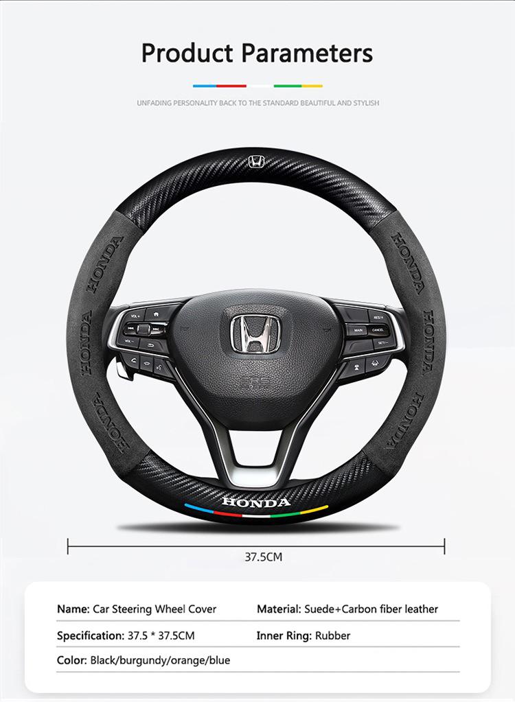 3D Logo Carbon Fiber Leather Car Steering Wheel Covers For Honda Civic Fit Jazz Accord Pilot CRV Odyssey Passport City Shuttle
