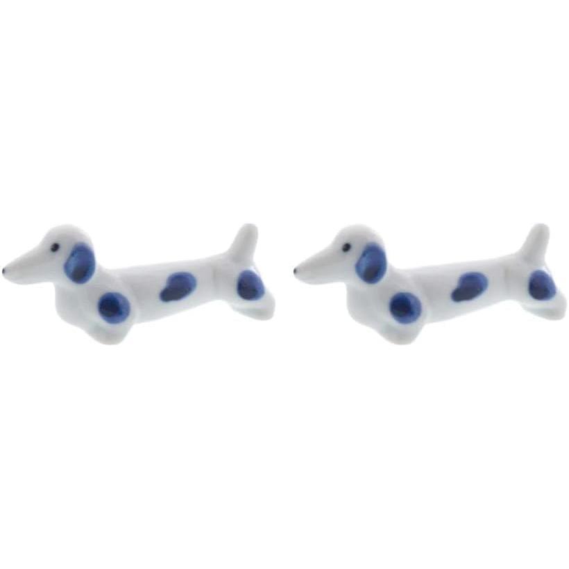 Tableware East Chopstick Rest Dog [Blue] kn-E2-2004-0-02 Porcelain Glossy Dishwasher Safe