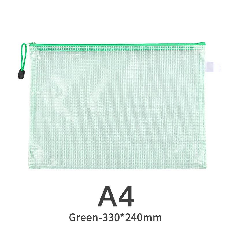 A3 A4 A5 A6 Portable Zipper File Bag Transparent Single-layer Mesh Student Test Paper Data Storage Bag Office Files Stationery