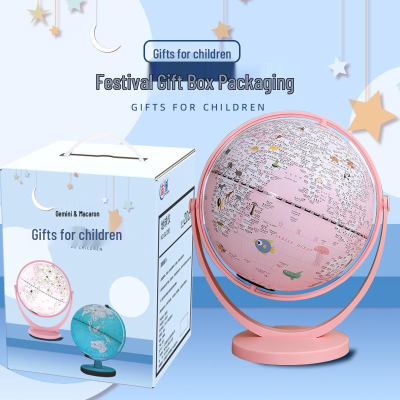 Princess Pink Gemini Globe AR Desk Lamp - Creative Birthday & New Year Gift for Kids.
