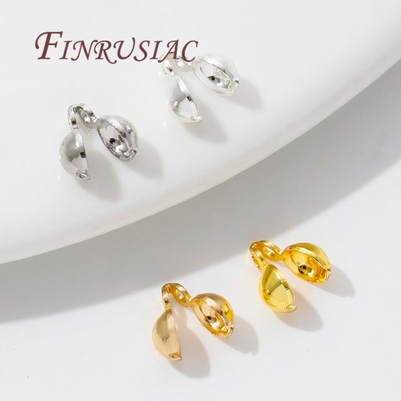 10-20Pcs/Lot Crimp Beads For Jewelry 18K Gold Plated End Caps For Jewelry ,Bead Tip Ball Chain Connectors Bracelets Accessories