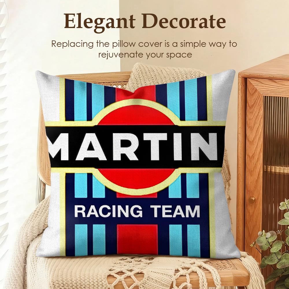 Fashion M-Martini Racing Cushion Cover Natural Linen Organic Fabric Double-Sided Printing Sofa Home Decor Gift Pillow Case
