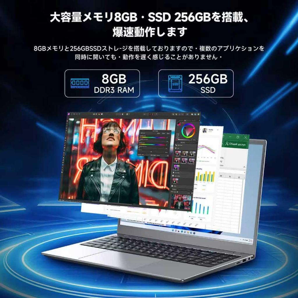 Laptop with Office than 6500Y 8GB memory 256GB 1920x1080 IPS LCD silent suitable for Japanese 2024, 15.6-inch screen, [Faster N5095], model, &