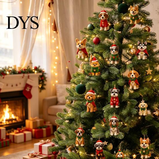 Cuenta Regresiva Navideña Temática de Mascotas Regalos Calendario de Adviento para Perros, Adornos de Acrílico 2D de Razas, Caja de Regalo de Navidad de 24 Días para Niños Calendario para Dueños con 24 Cachorros