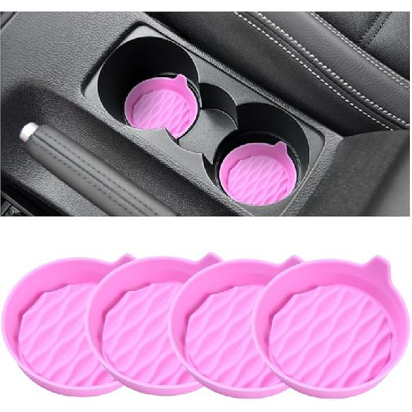 Car Cup Holder Coaster, 4PCS Silicone Non-Slip Vehicle Cup Holder ert Mat, Sift-Proof Spill Recessed Embedded in Bottle Protection Pad, Universal