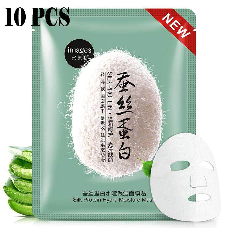 

Омолаживающая маска для лица с протеином шелка, глубоко увлажняющая, контролирующая жирность кожи, сужающая поры, средства по уходу за кожей для мужчин и женщин 10pcs зелёный