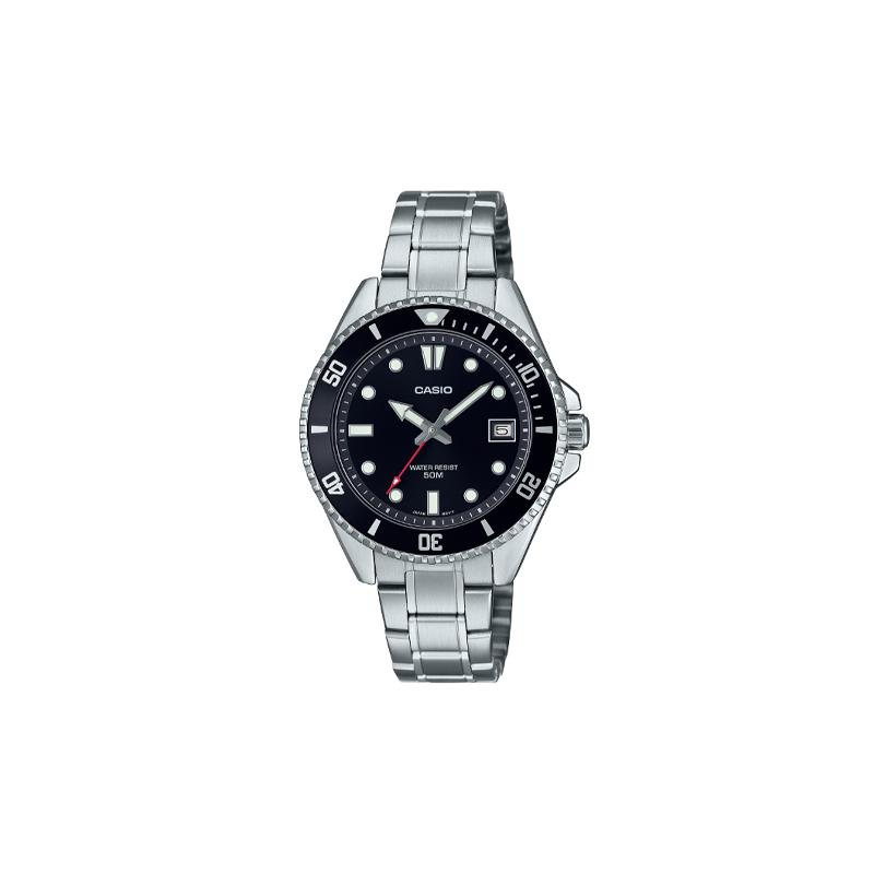 Casio MDV-10D series 50 meters waterproof casual quartz movement stainless steel strap Japanese and Korean watch women s watch black dial MDV-10D-1A1V чёрный