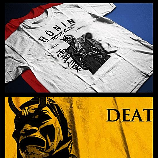

Samurai T-Shirt deadly warrior with sword Bushido Code Japanese Oni title tee 2XL