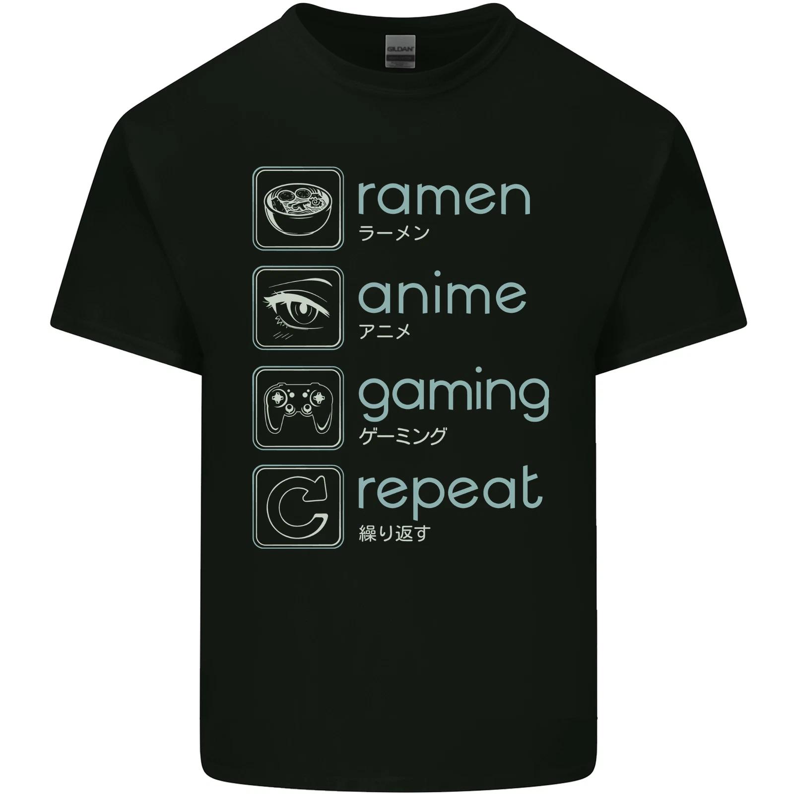 Ramen Anime Gaming Repeat Gamer Kids T-Shirt Childrens M