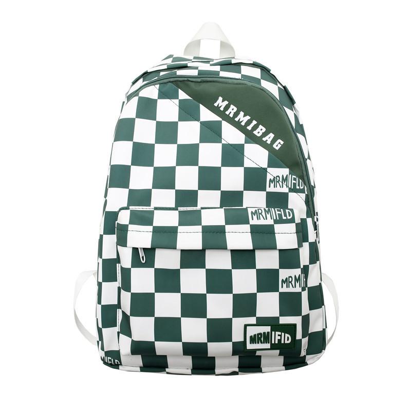 Student Backpack Women's Fashion Checkerboard Japanese Campus Backpack Large Capacity Waterproof Schoolbag Trend