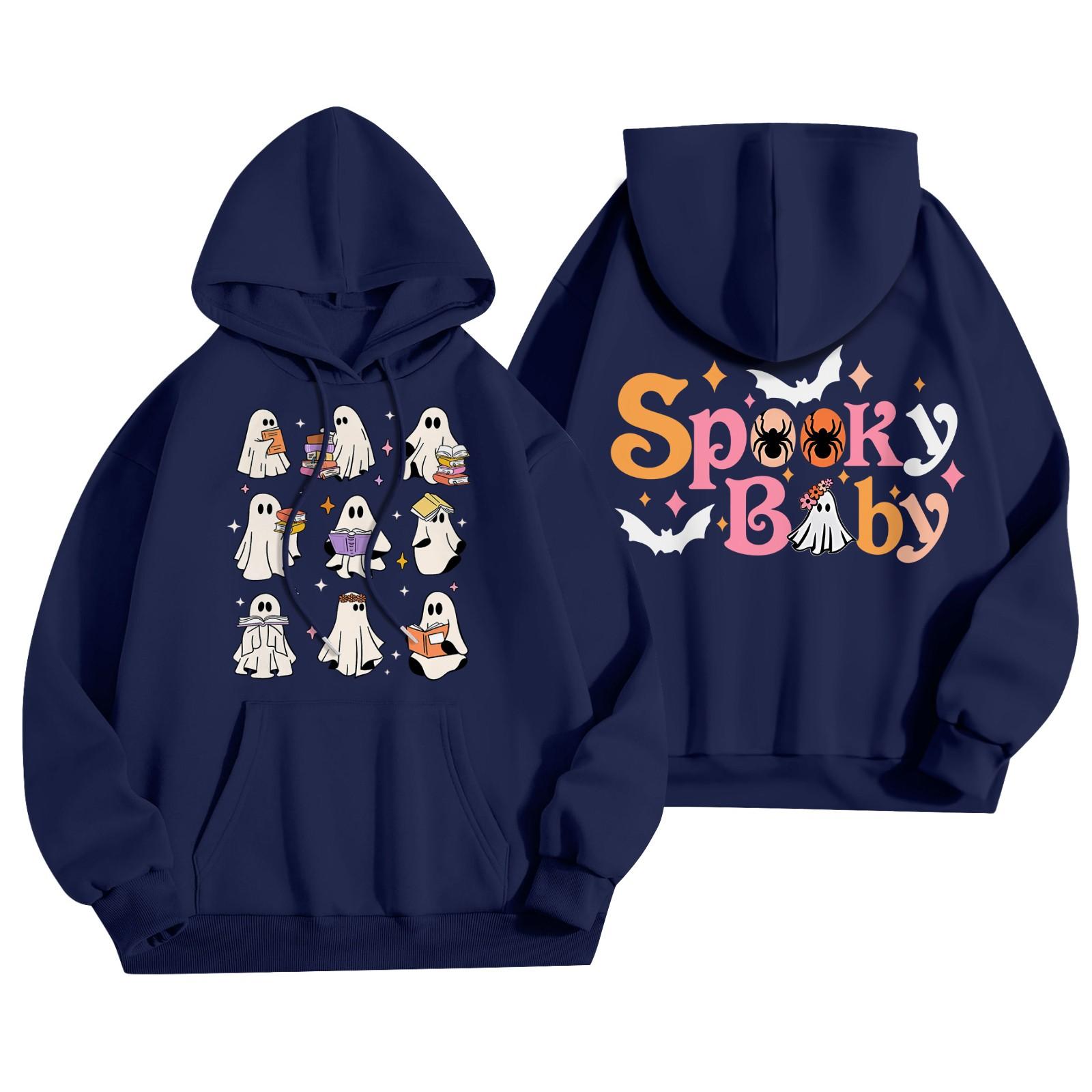 

Женская мода, легкий женский свитер с длинными рукавами и карманами, толстовка с капюшоном на Хэллоуин XXL тёмно-синий