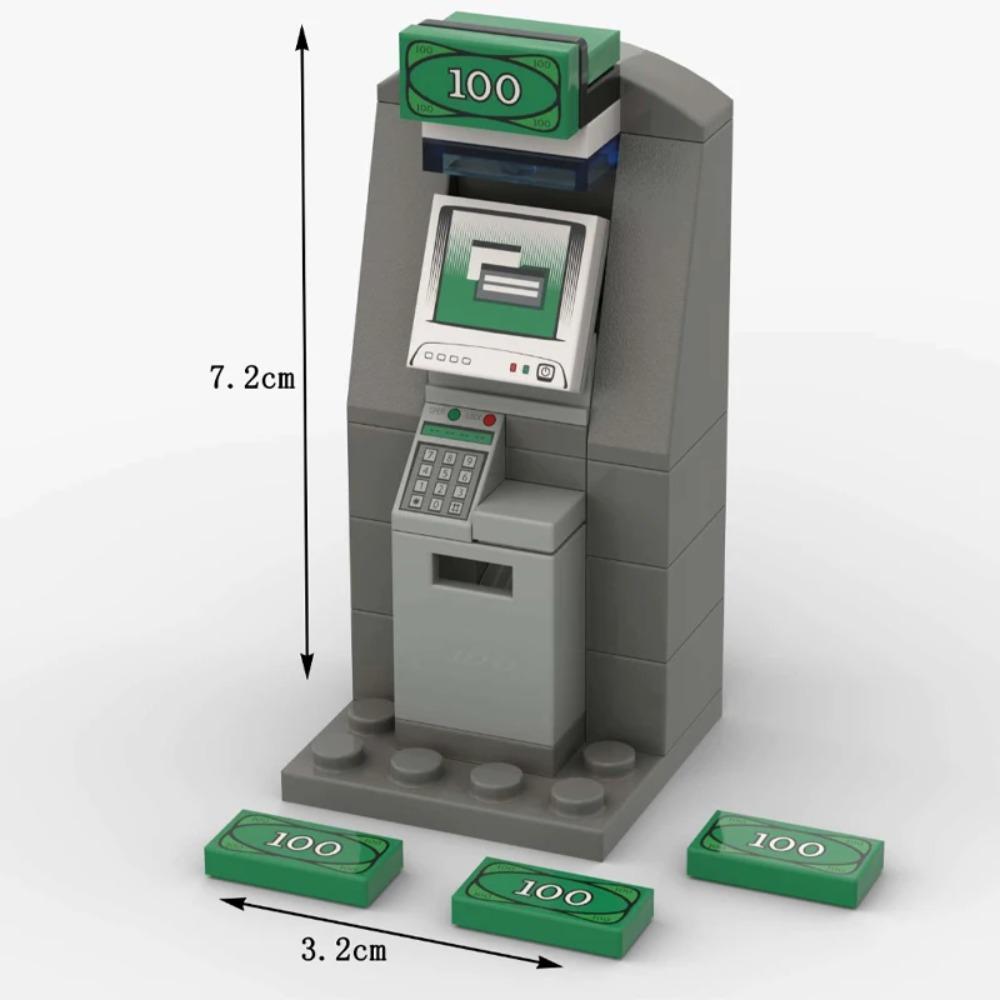 City Treasure Building Blocks MOC Dollar Cash Gold Silver Mine Egg Transparent Diamond ATM Machine Safe Money Bag DIY Toys K037