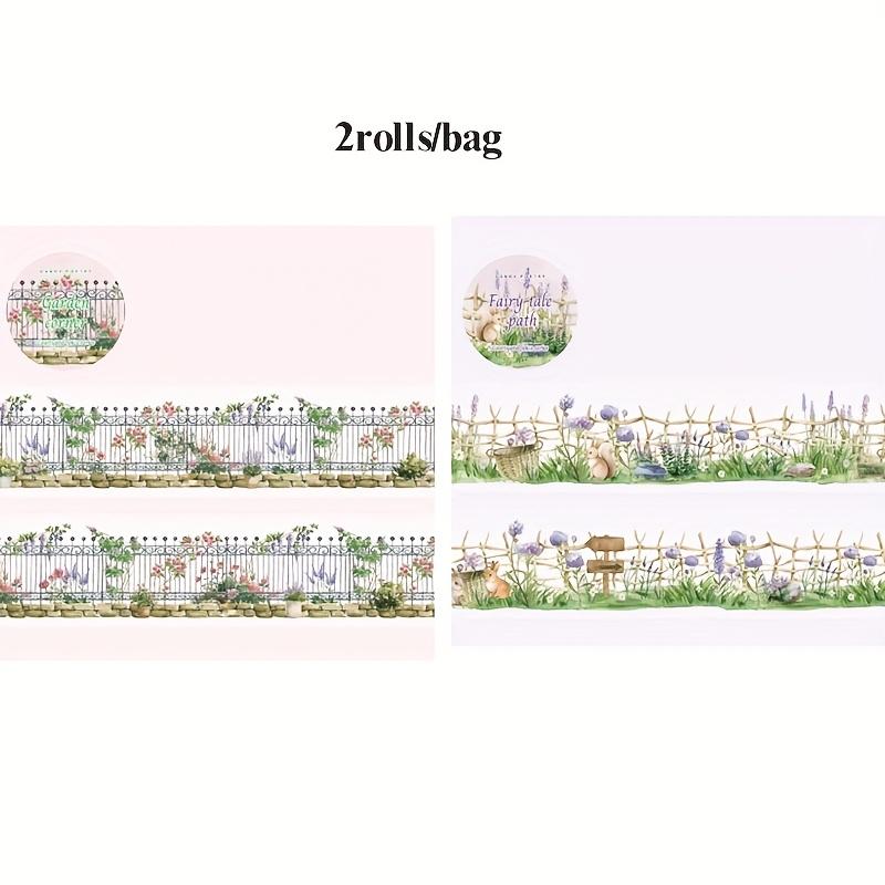 

2 Roll PET Tape Courtyard Fence Series Spring Garden Vine Landscape Hand Account Tape Creative DIY Greeting Card Decoration