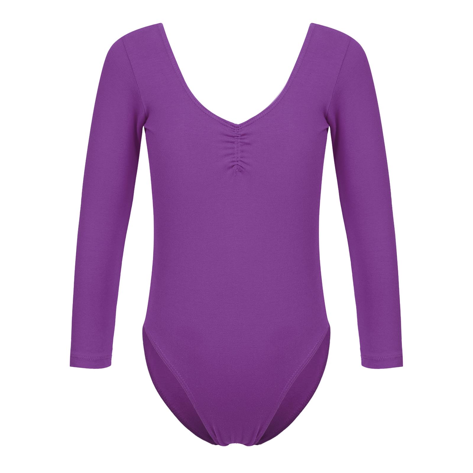 

Дівчата З Довгим Рукавом V-подібний Виріз Гімнастичний Тренувальний Комбінезон Зморшки Спереду Однотонний Дизайн Танцювальний Комбінезон 9-10 Years