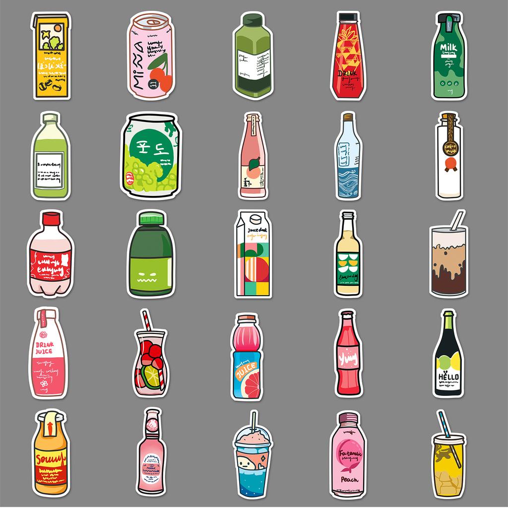 50 Drink Bottles Doodle Personalized Cartoon Hand-drawn Children's Hand-book DIY Water Cup Suitcase Sticker Waterproof