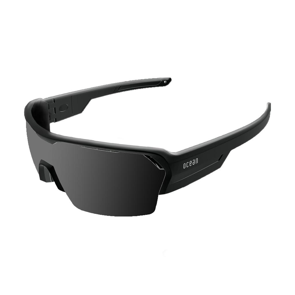 OCEAN RACE Floating Wraparound UV Coated Recycled Shiny Black Smoke Sunglasses, Shape, Protection, Impact-Resistant Lenses, Materials, (Polarized