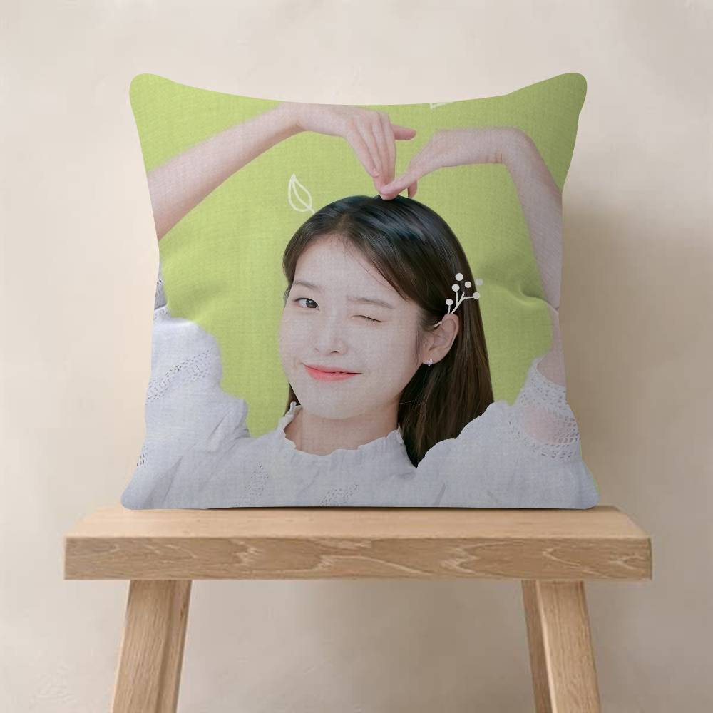 POP Korean Singer I-IU Pillow Covers Cartoon Sofa Decorative Home Double-sided Printing Short Plush Cute Cushion Cover