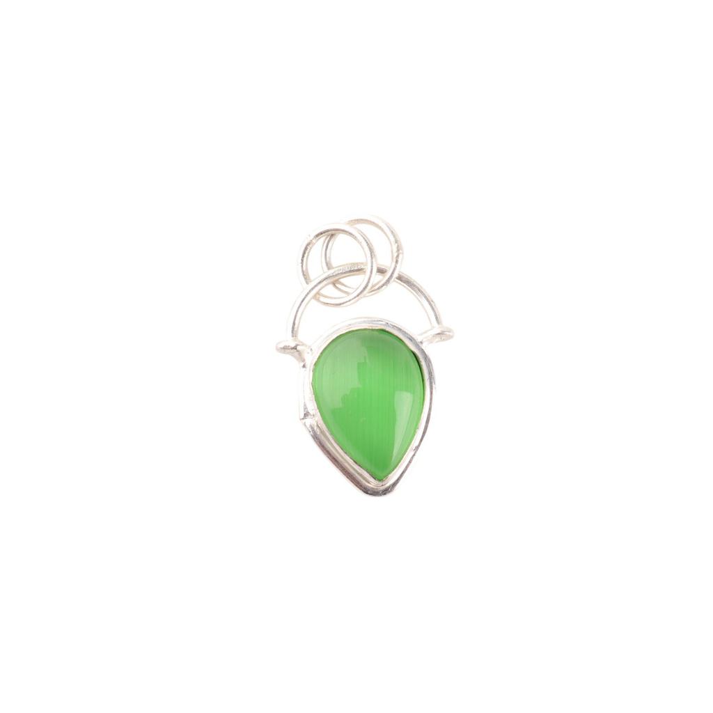 Green Cat's Eye Gemstone 925 Sterling Silver Jewelry Handmade Wedding Pendant PP-56-40