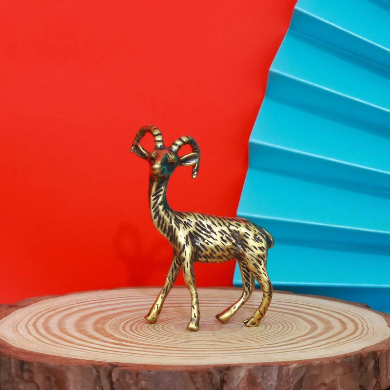 Vintage Brass Goat Figurine With Hand Carved Details Antique Brass Finish Perfect For Home Office Decor Collectible Gift