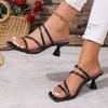 Fashion 2025 Summer Women's Fashion High Heels Sandals Square Toe Wine Glass Heeled Dress Shoes Woman Comfort Slip On Thin Strap Sandals
