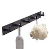 Hot Sale Bathroom Wall Mounted Hook Black Space Aluminum Five Robe Towel Hook