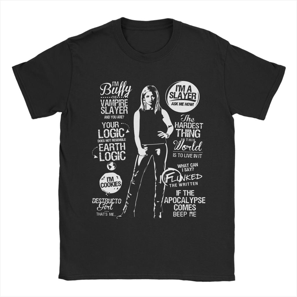 Buffy the Vampire Slayer Collage  T Shirts Men Women's Cotton Novelty T-Shirt Round Neck  Tees Short Sleeve Clothing Plus Size